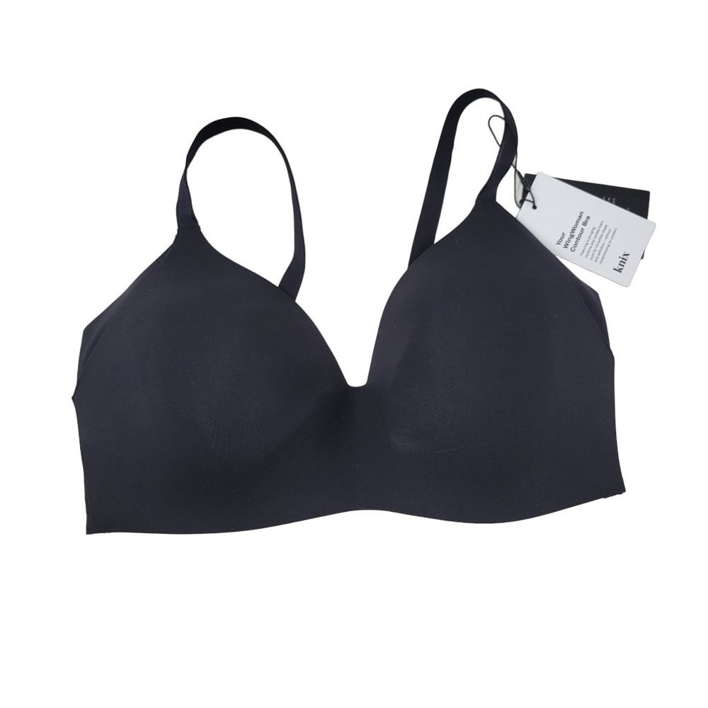 NWT Knix Womens Wingwoman Contour Bra Plunge Neck Full Coverage Black Size 7